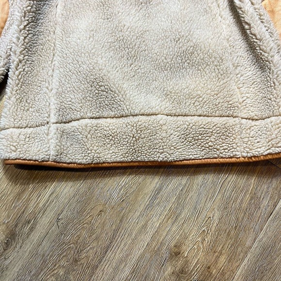 Orvis Jacket Sherpa Fleece Tan Brown Elbow Patch Leather Trim Small - Picture 9 of 14